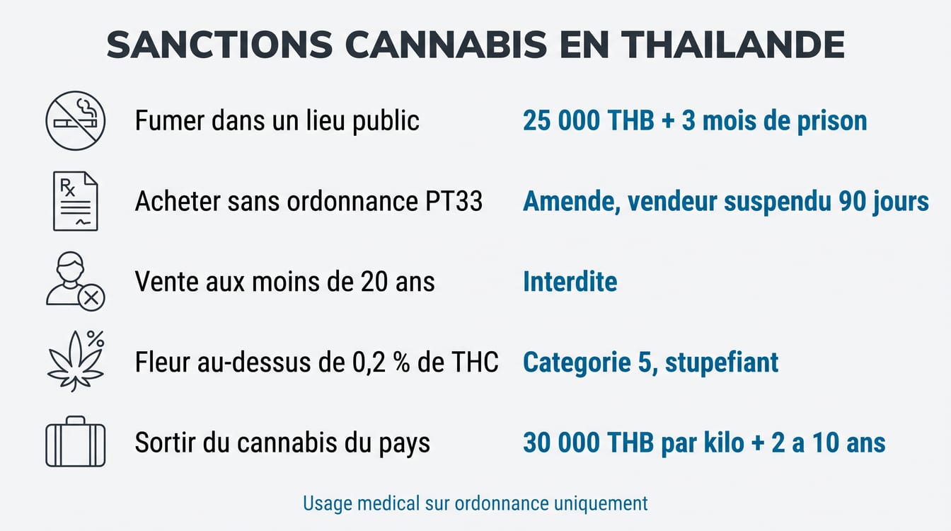 Sanctions prévues par la loi sur le cannabis en Thaïlande
