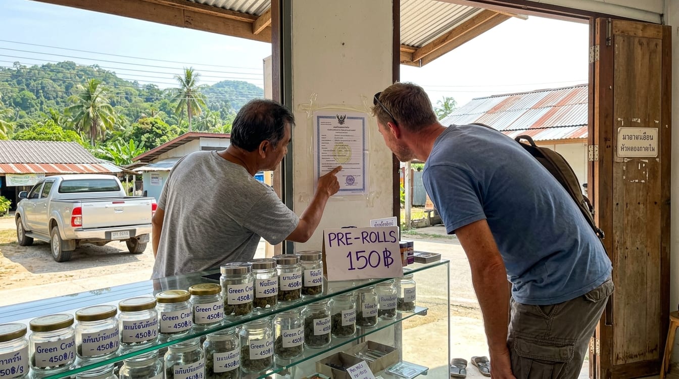 Licence affichée dans une boutique de cannabis en Thaïlande