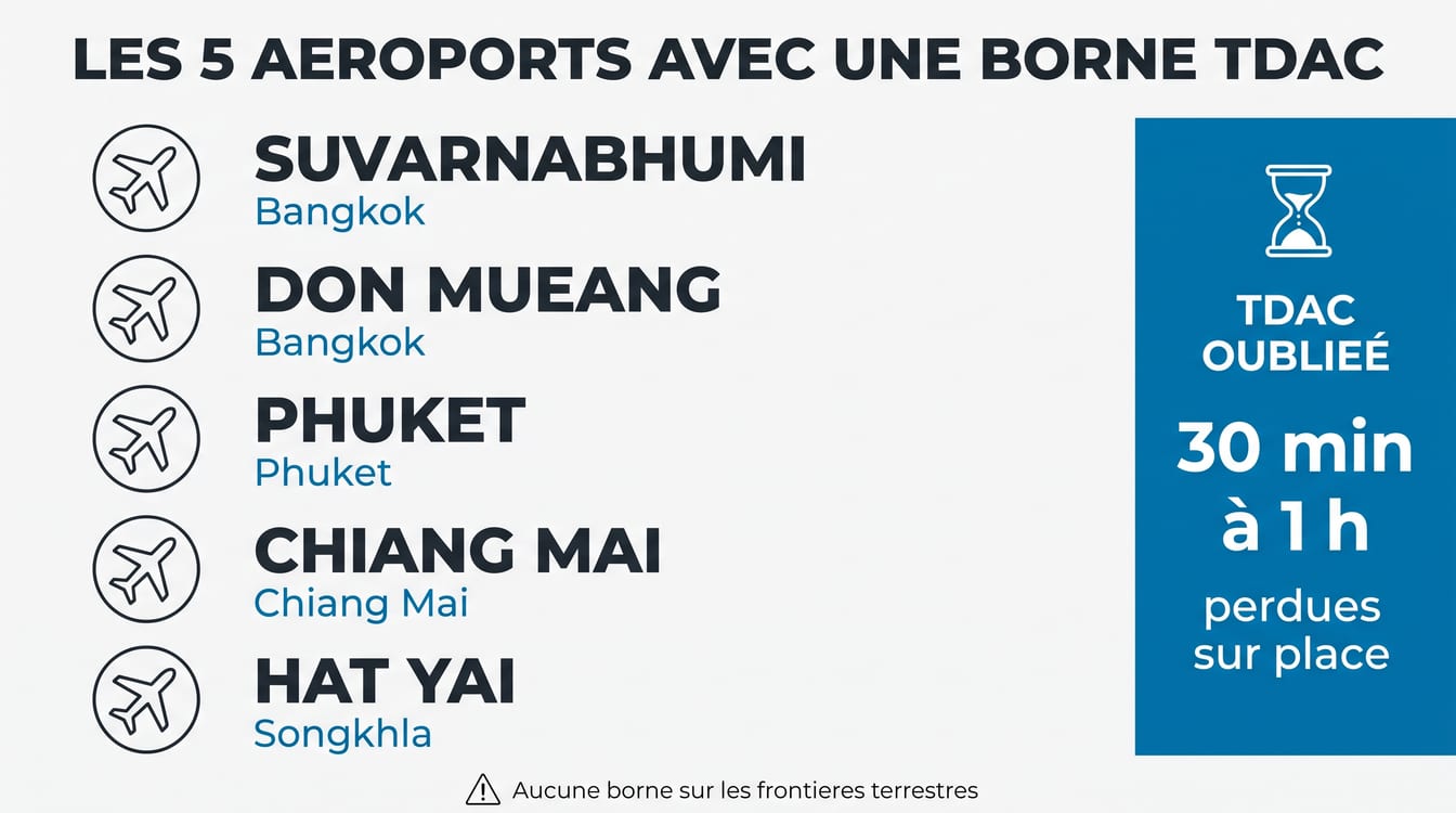 Les 5 aéroports de Thaïlande équipés d'une borne pour remplir la TDAC