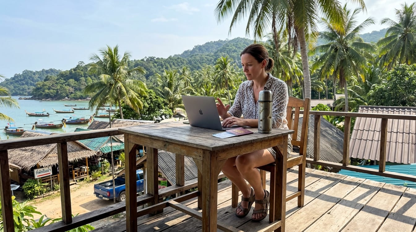 Formulaire TDAC Thaïlande rempli champ par champ sur un ordinateur portable