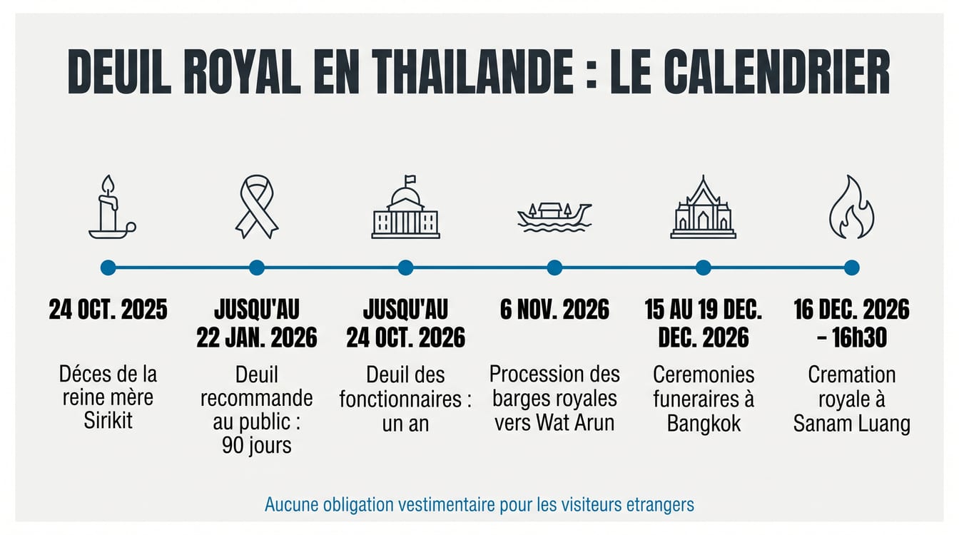 Quelles couleurs porter pendant la période de deuil royal en Thaïlande