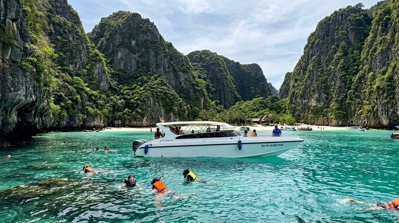 Baie turquoise des îles Phi Phi lors d'une excursion depuis Phuket