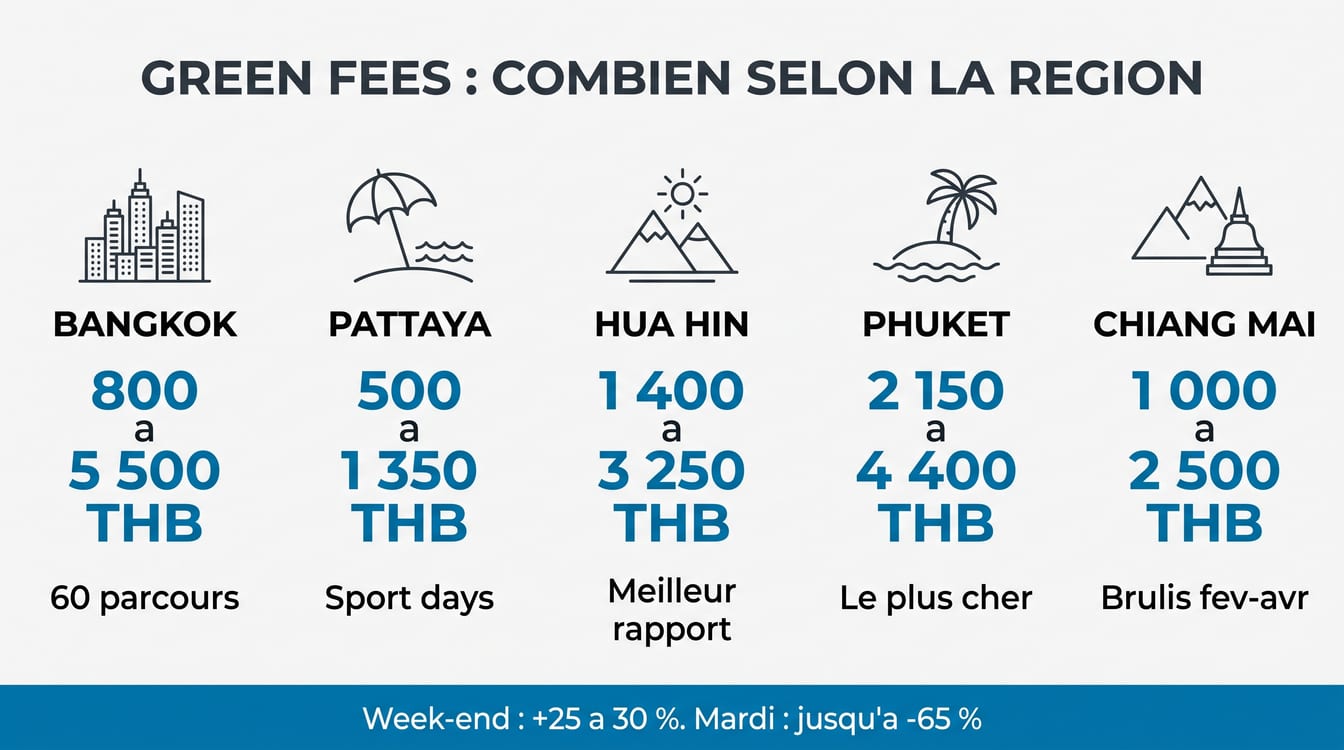 Green fees de golf en Thaïlande selon la région
