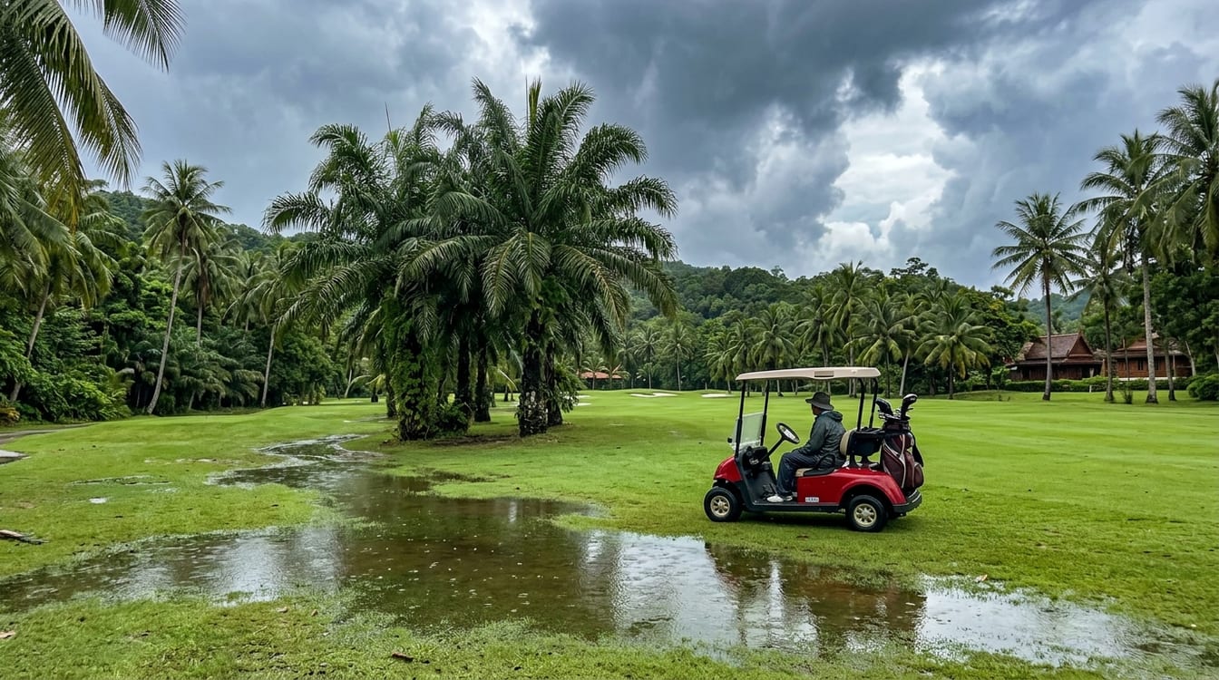 Ciel de saison sèche au-dessus d'un golf en Thaïlande