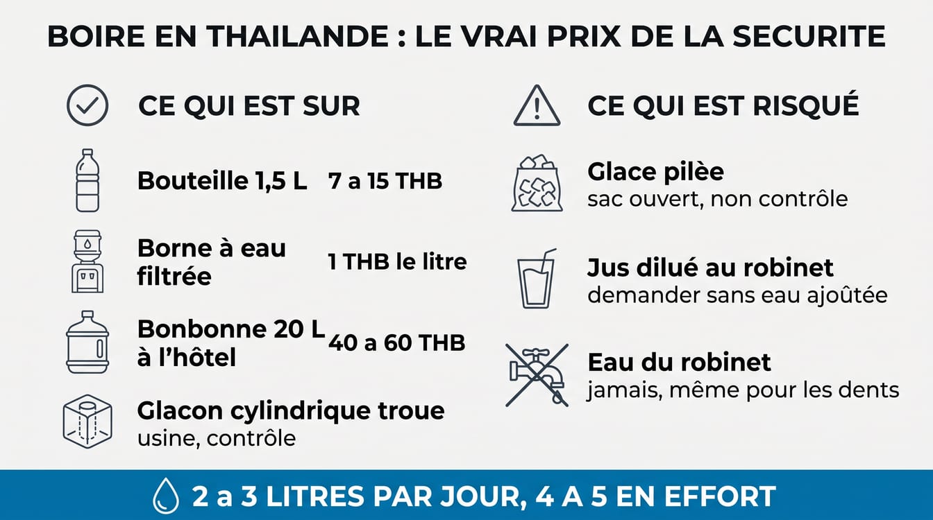 Eau, glaçons et jus en Thaïlande, ce qui déclenche vraiment la tourista