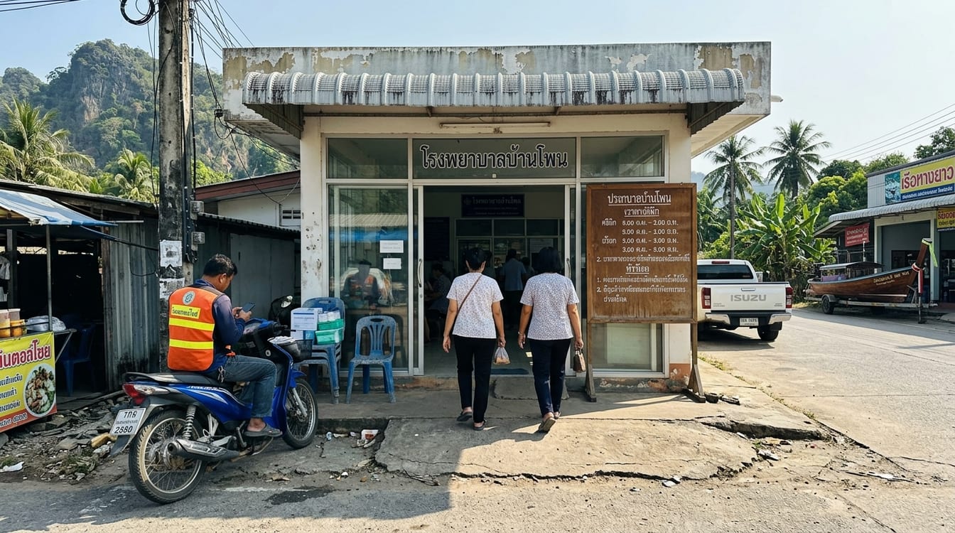 Étal de rue thaïlandais et plats exposés, risque d'intoxication alimentaire en Thaïlande