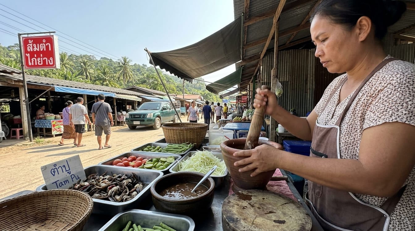 Plats à l'origine d'une intoxication alimentaire en Thaïlande, som tam et fruits de mer