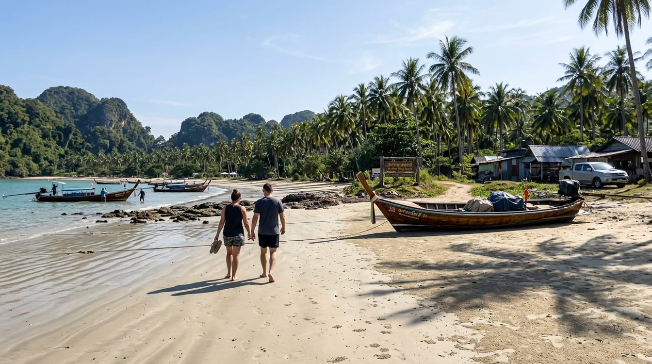 Koh Jum plage de Golden Pearl à marée descendante, sable ferme