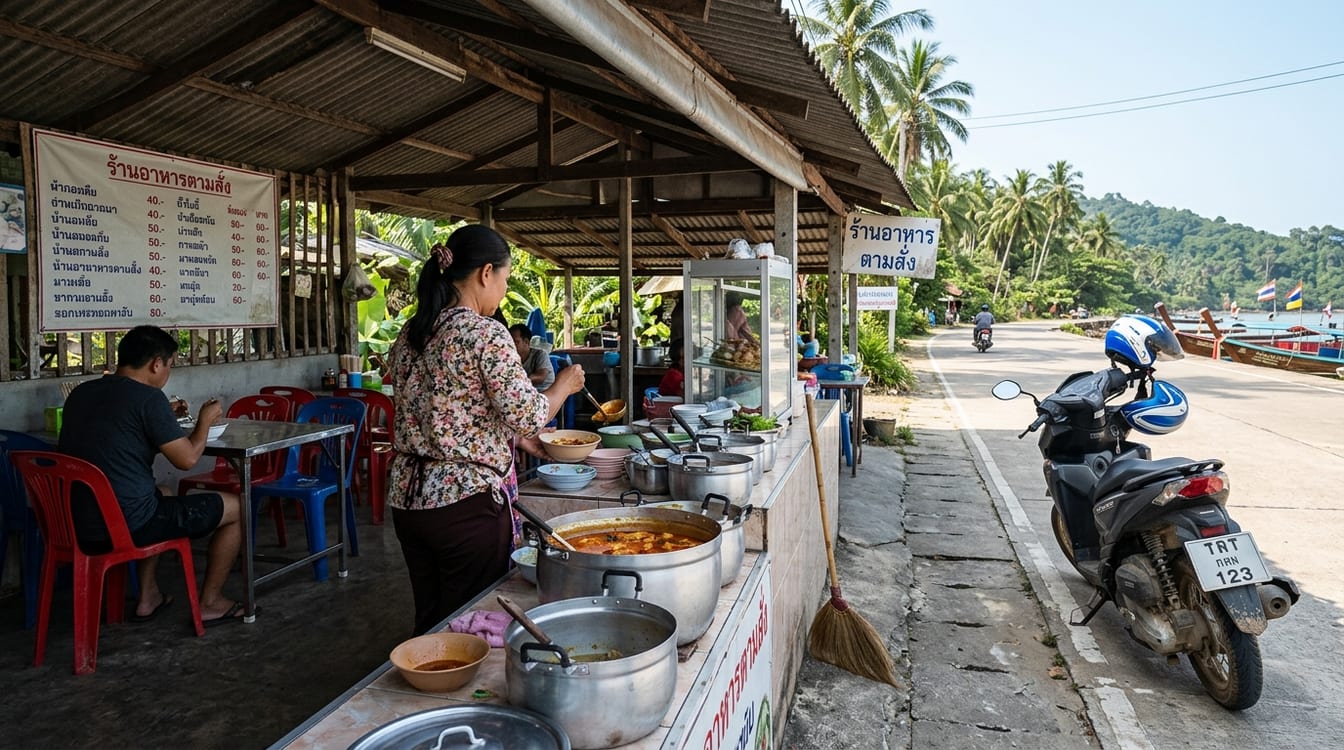 Scooter de location sur la route bétonnée de Koh Jum