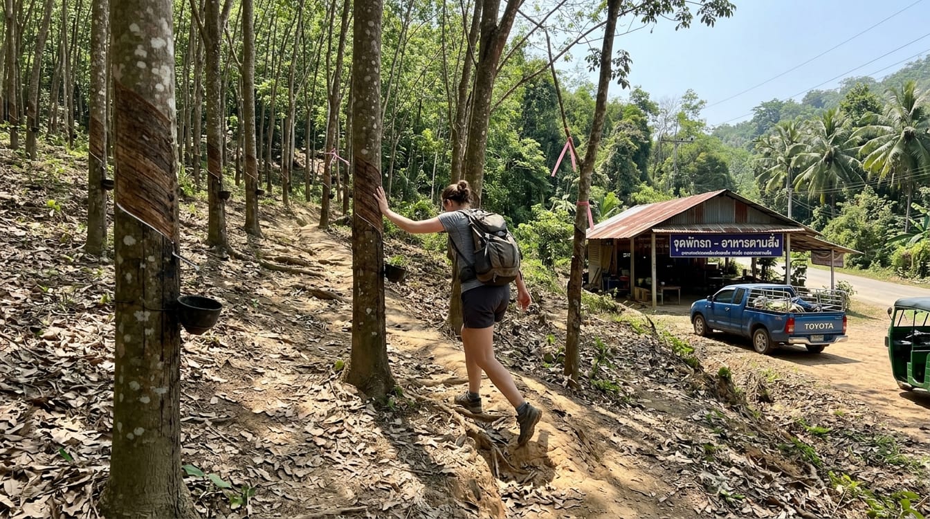Sentier de la plantation d'hévéas vers le viewpoint de Koh Yao Yai