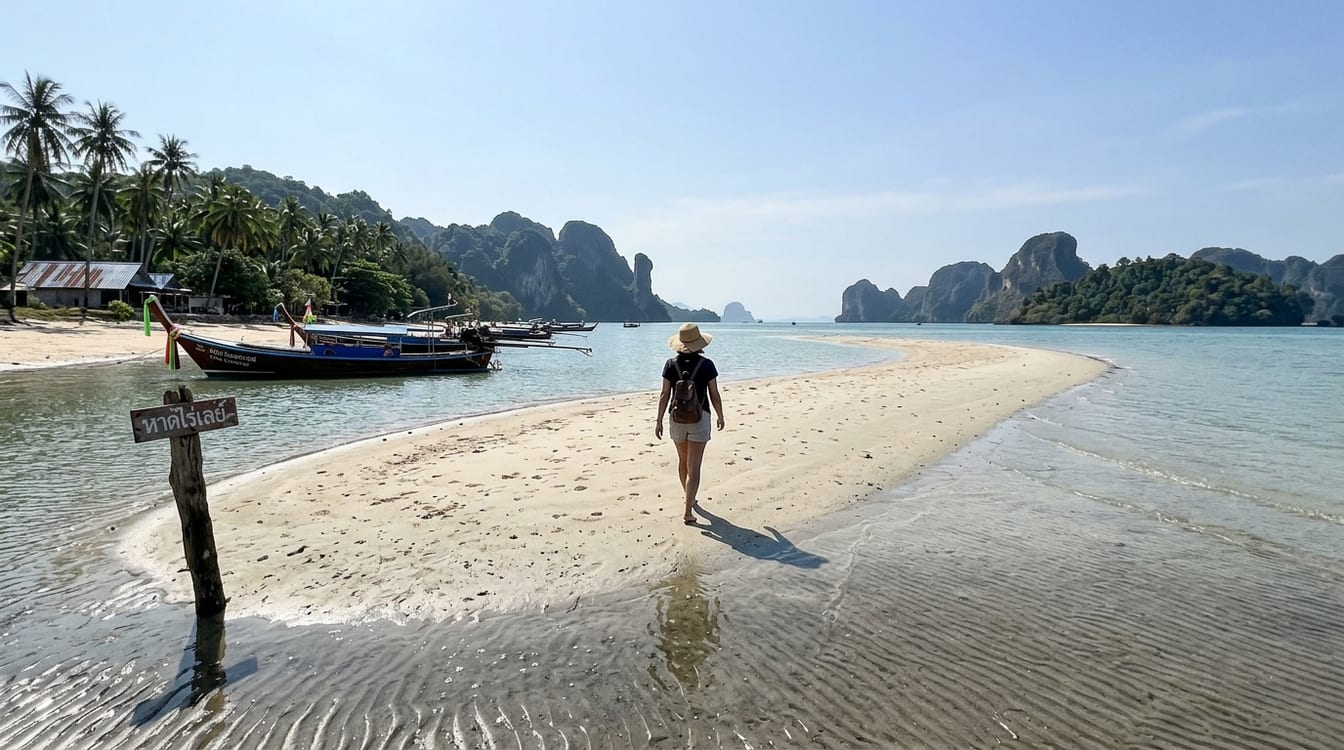 Banc de sable de Laem Haad à Koh Yao Yai, découvert à mi-marée