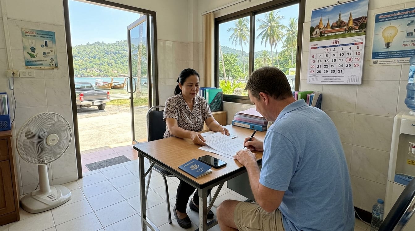 Signature d'un bail de location en Thaïlande dans le bureau du syndic
