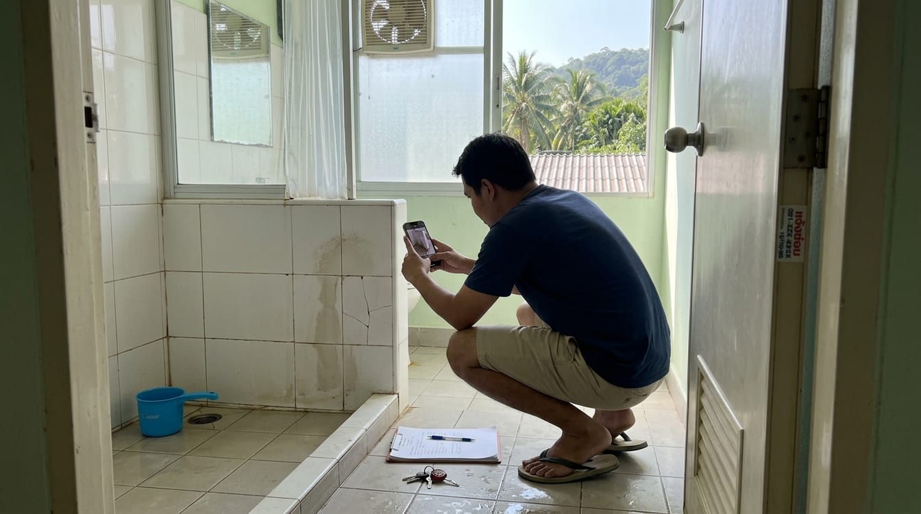 État des lieux photographié dans un appartement loué en Thaïlande