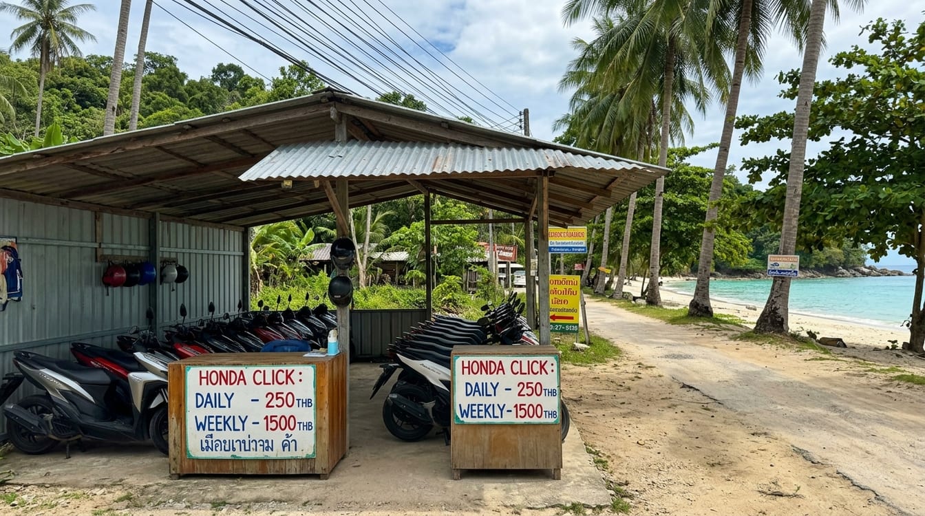 Tarifs réels d'une location de scooter en Thaïlande, région par région