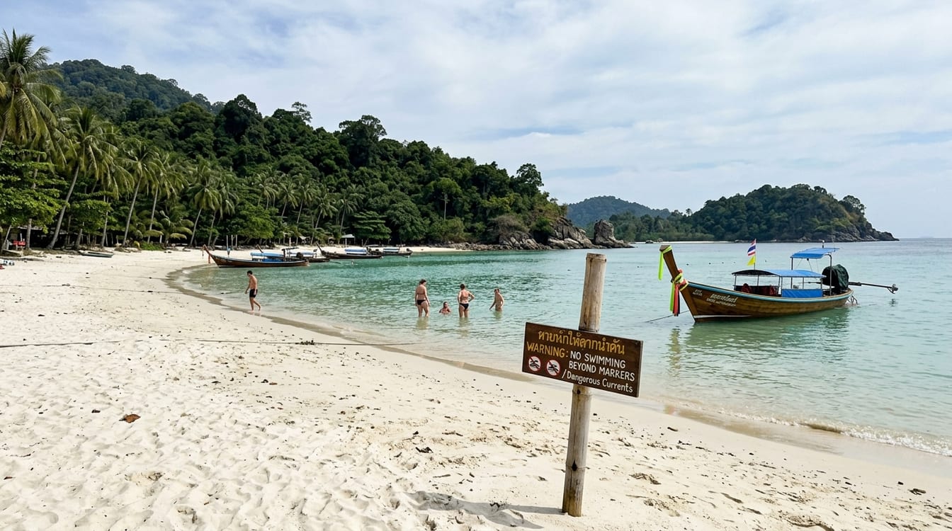 Baignade sur une plage de Thaïlande où des méduses sont signalées