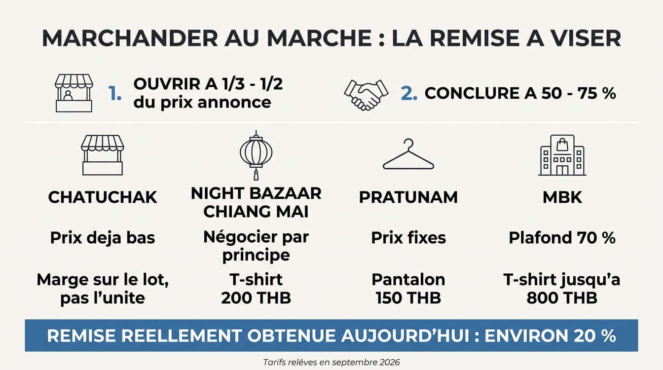 Remise à espérer selon le type de marché thaïlandais, du marché de nuit au marché de quartier