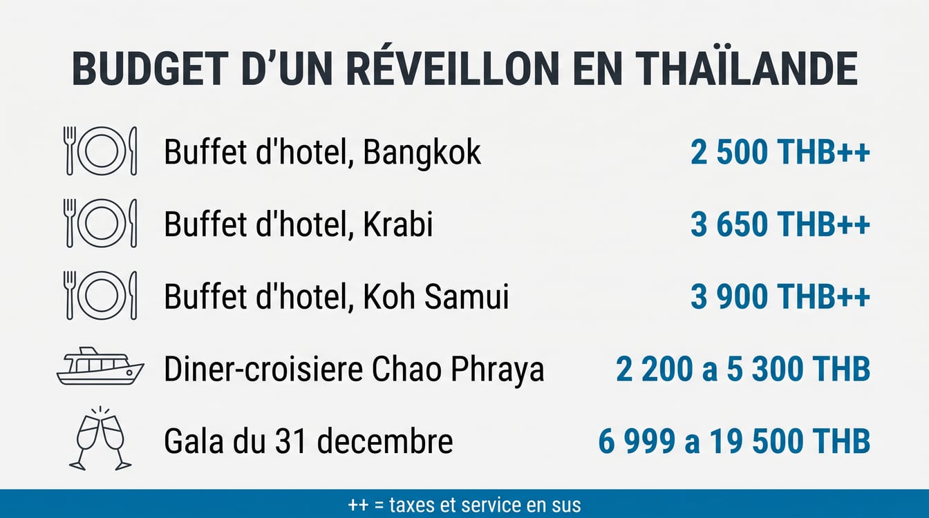 Prix d'un réveillon en Thaïlande, du buffet d'hôtel au gala de palace