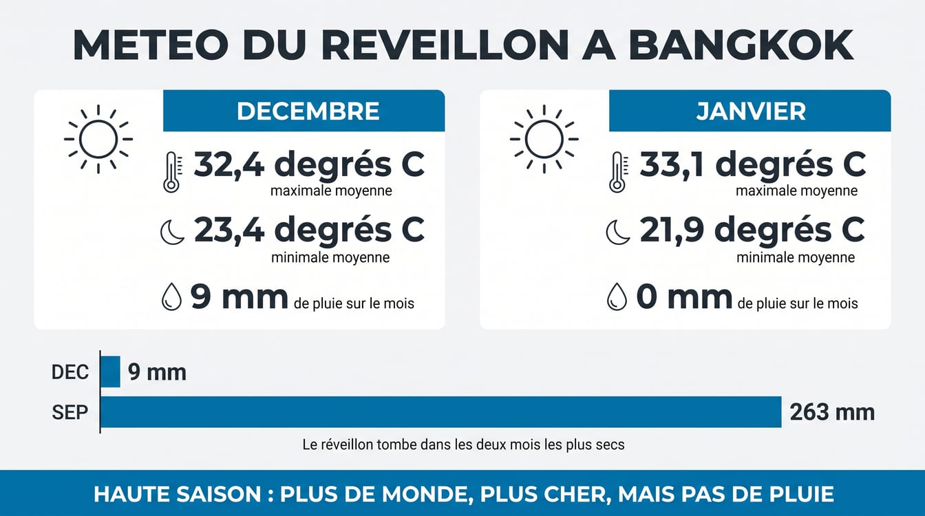 Températures et pluies de décembre et janvier à Bangkok