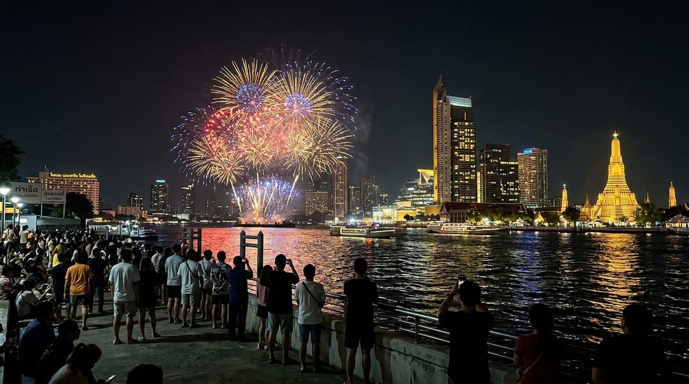 Feux d'artifice du réveillon du Nouvel An à Bangkok