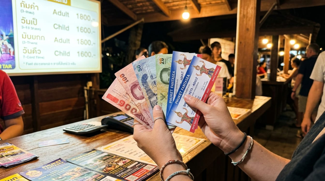 Guichet de billets d'un spectacle de Phuket en soirée