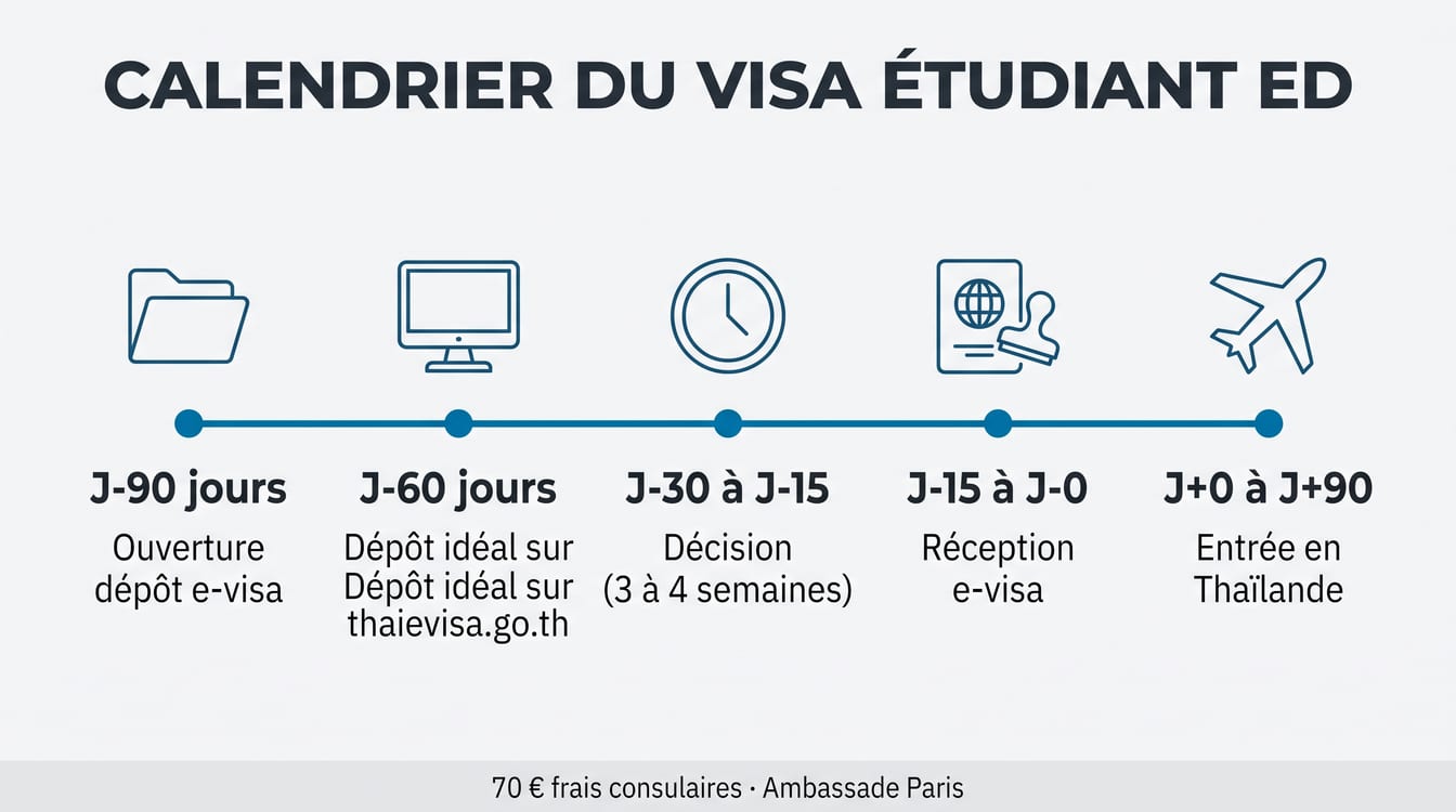 Calendrier du visa étudiant ED : dépôt, décision, entrée