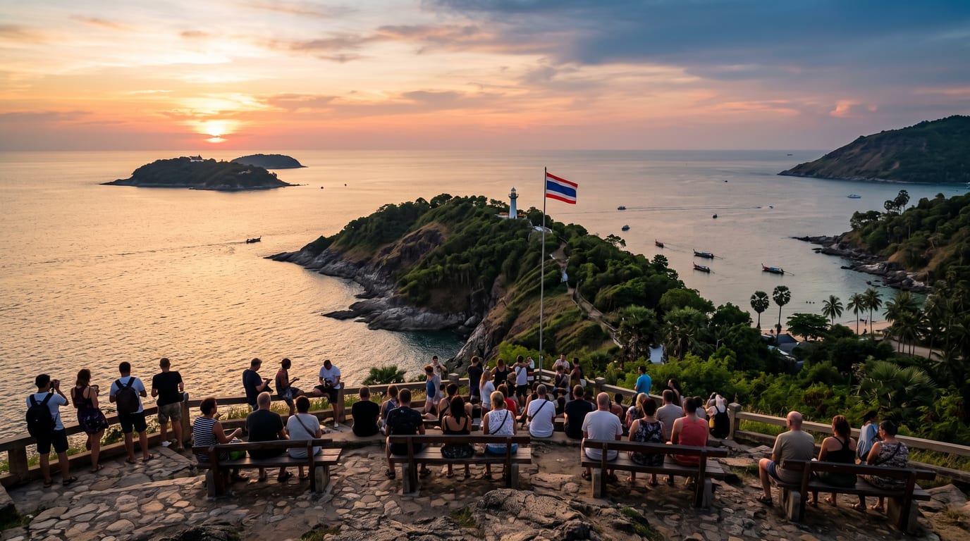 Cap Promthep au coucher du soleil, sud de Phuket