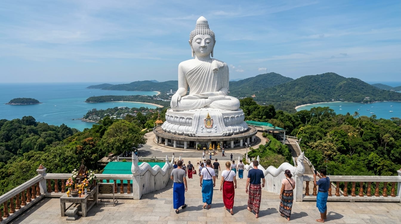 Big Buddha de Phuket vu depuis le parvis du temple