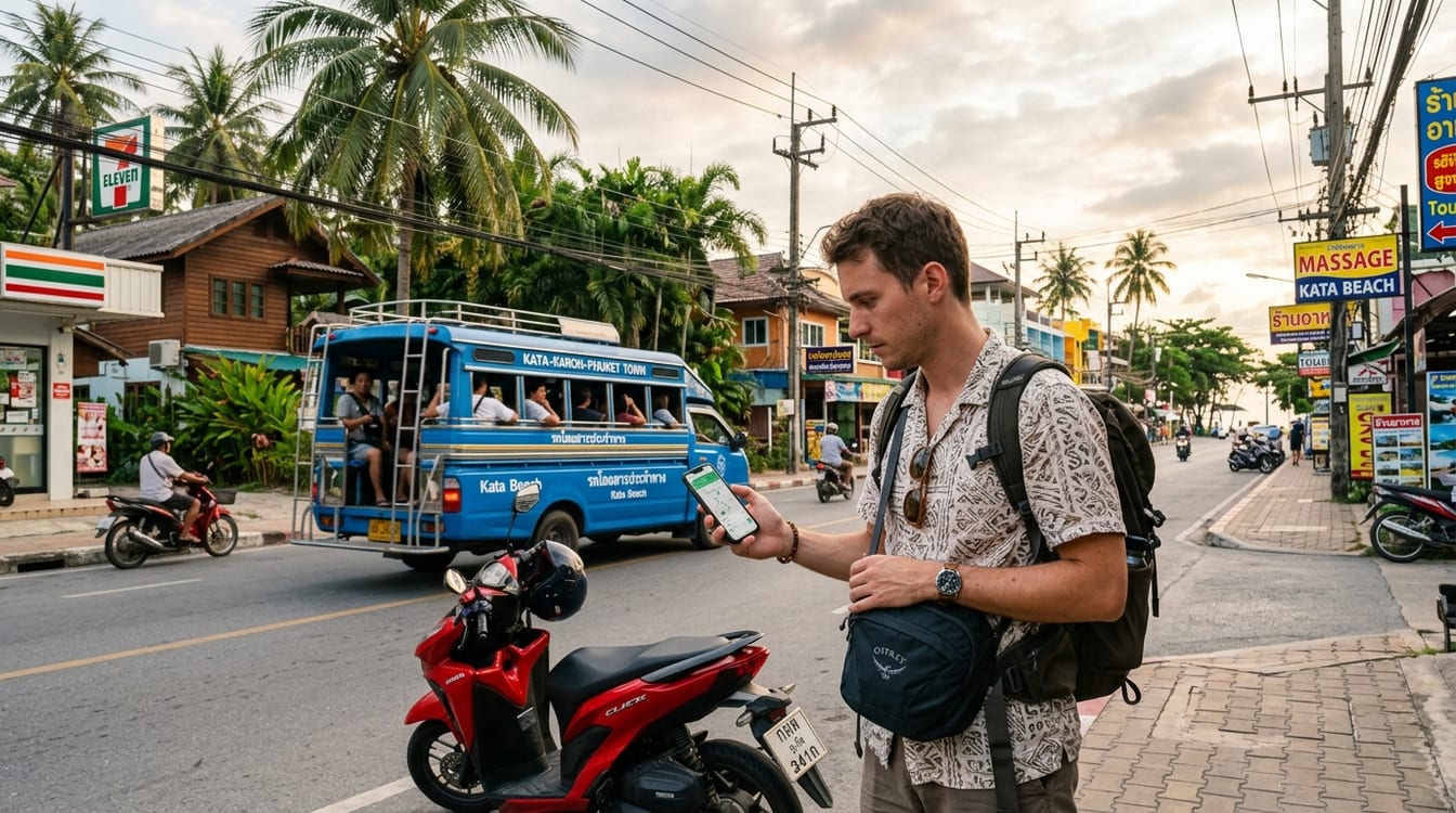 Application Grab utilisée à Kata pour se déplacer à Phuket