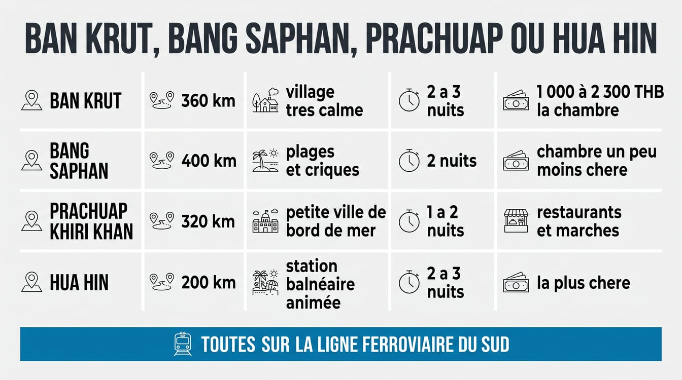 Ban Krut, Bang Saphan, Prachuap et Hua Hin : ce qui les sépare