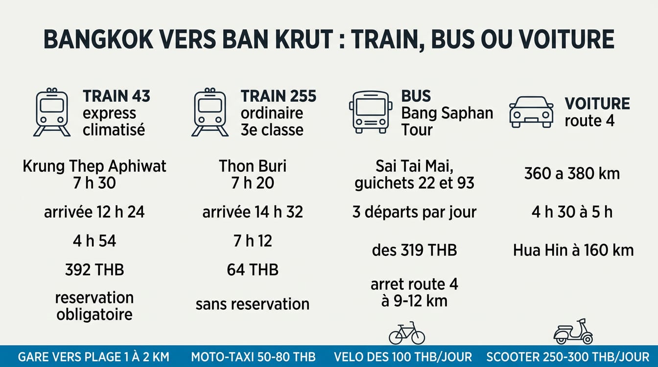 Options de transport pour rejoindre Ban Krut depuis Bangkok