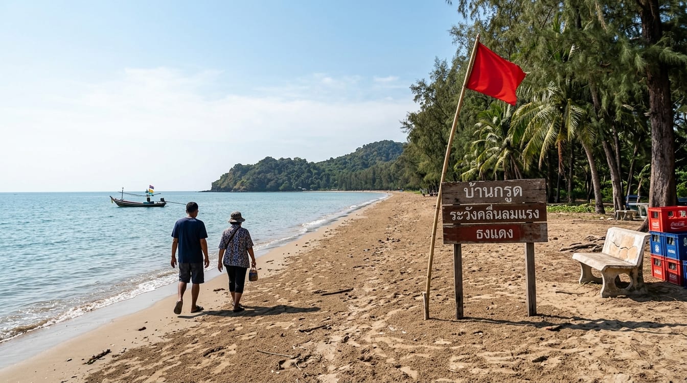 Sable et filaos sur la partie sud de la plage de Ban Krut