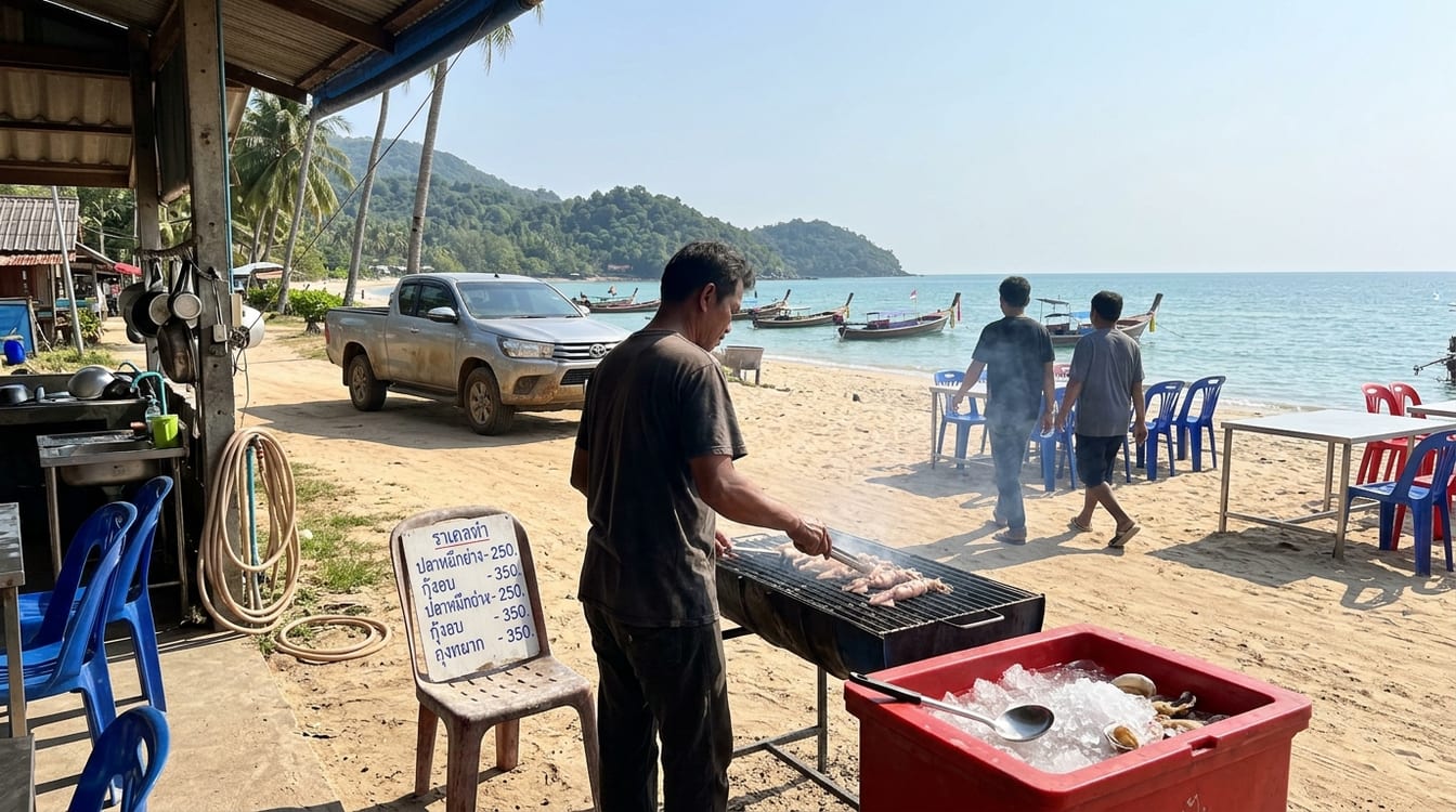 Restaurant de poisson grillé en front de mer à Ban Krut