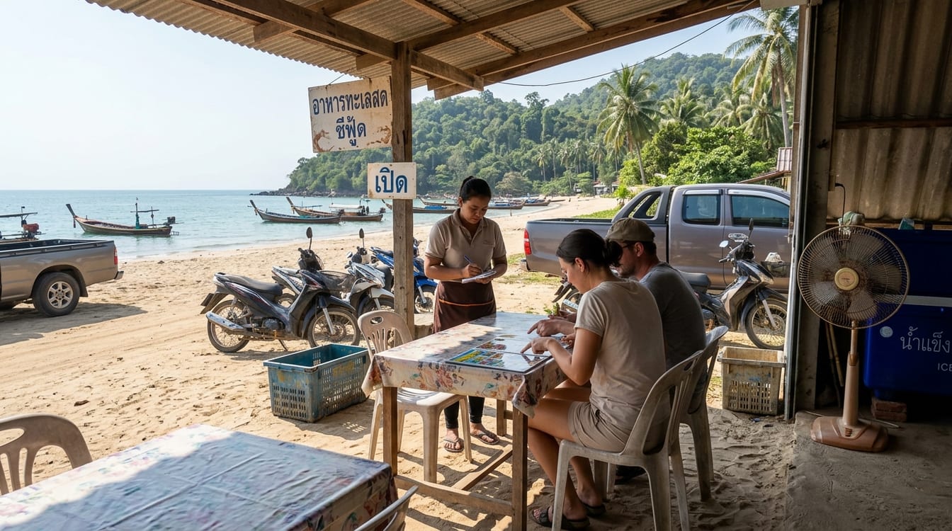 Plage déserte de Bang Saphan en fin de journée
