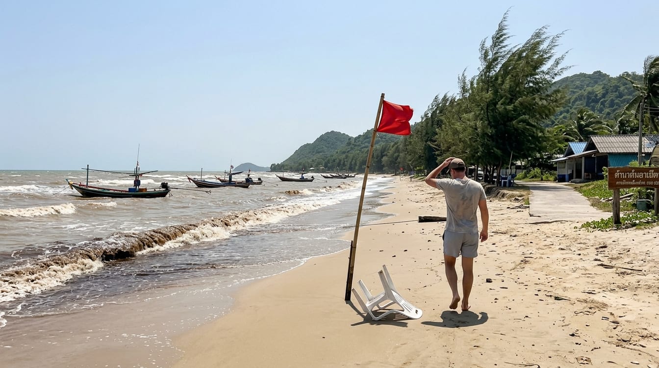 Mer calme de saison sèche à Bang Saphan, meilleure période pour la plage