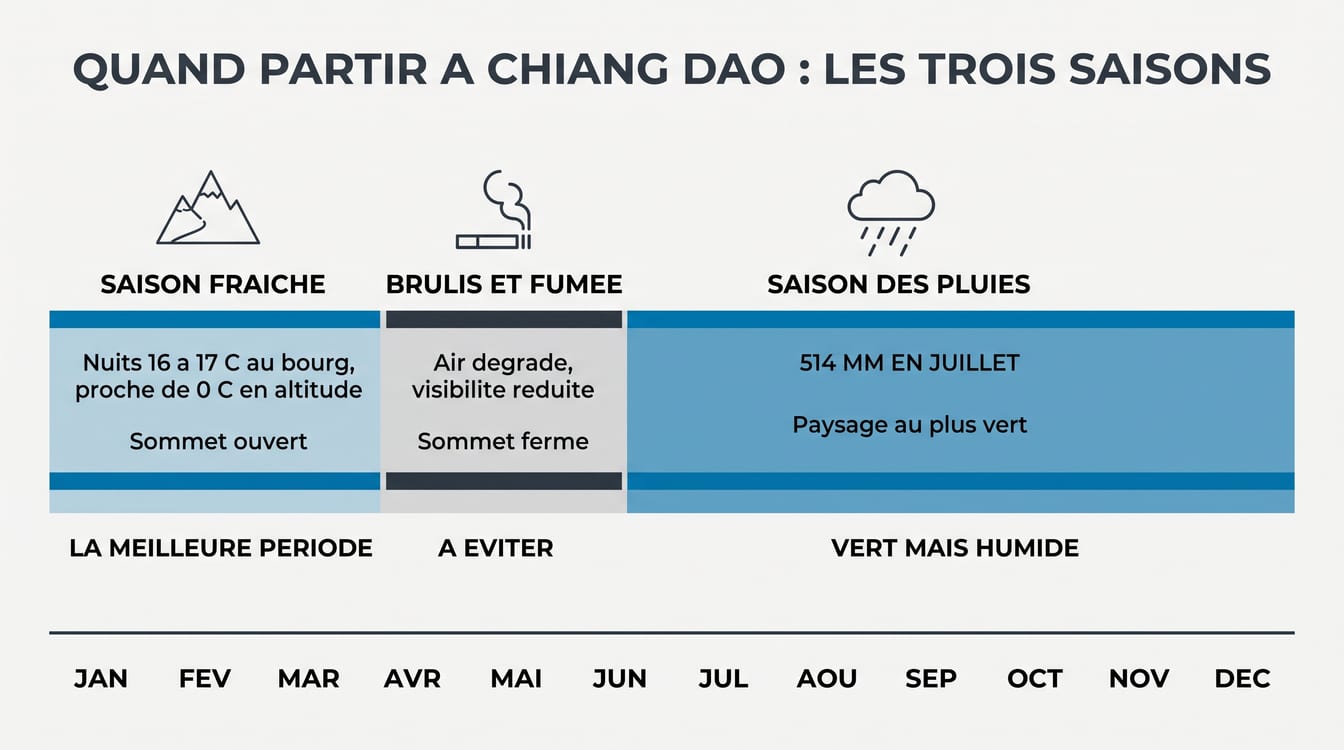 Calendrier des saisons à Chiang Dao et budget pour deux jours