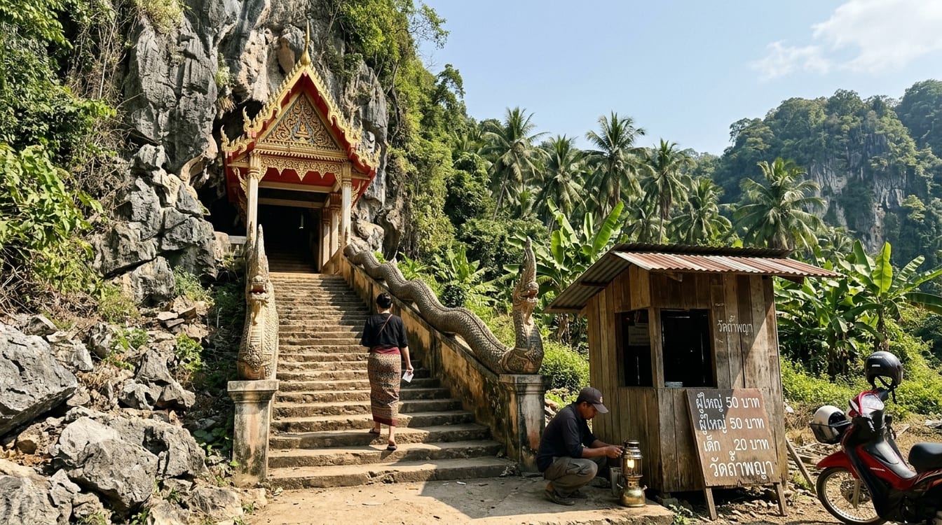 Guide à lampe à pétrole dans la grotte de Chiang Dao