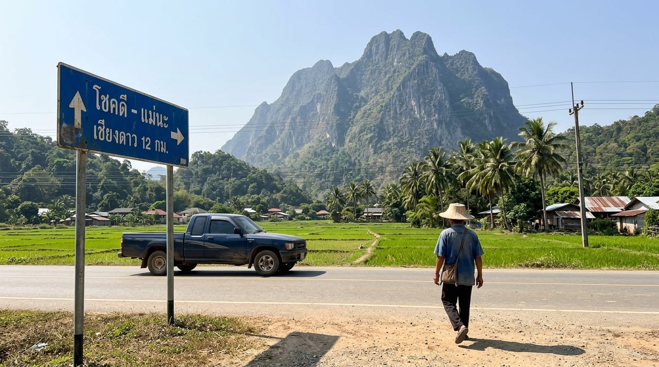 Paroi calcaire du Doi Luang Chiang Dao vue depuis la route 107