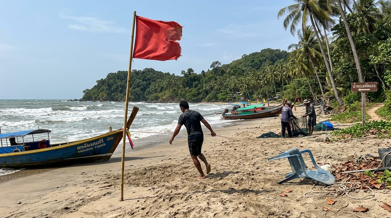 Quand partir à Chumphon, ciel de saison sèche au-dessus de la côte et ombres courtes