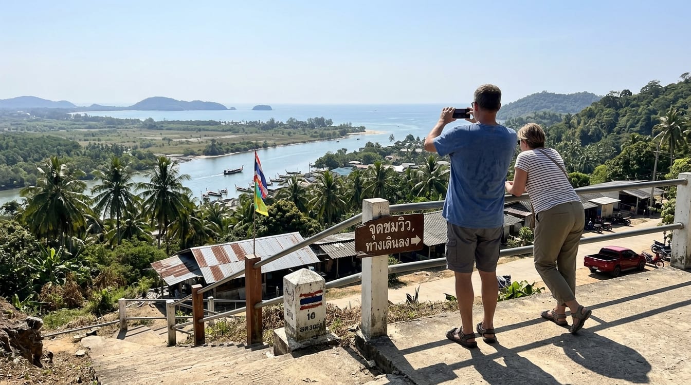 Que faire à Chumphon : vue à 360 degrés depuis le sommet de Khao Matsee sur la côte et les rizières