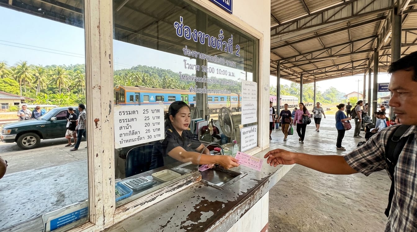 Guichet de réservation du train Bangkok Chiang Mai en gare