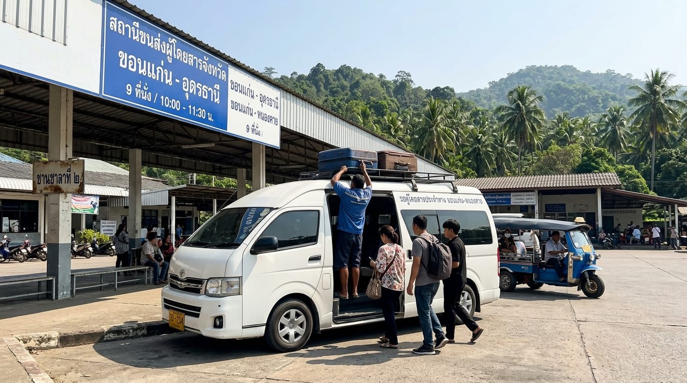 Minivan pour aller à Koh Lipe depuis Hat Yai, chargement des bagages sur la galerie