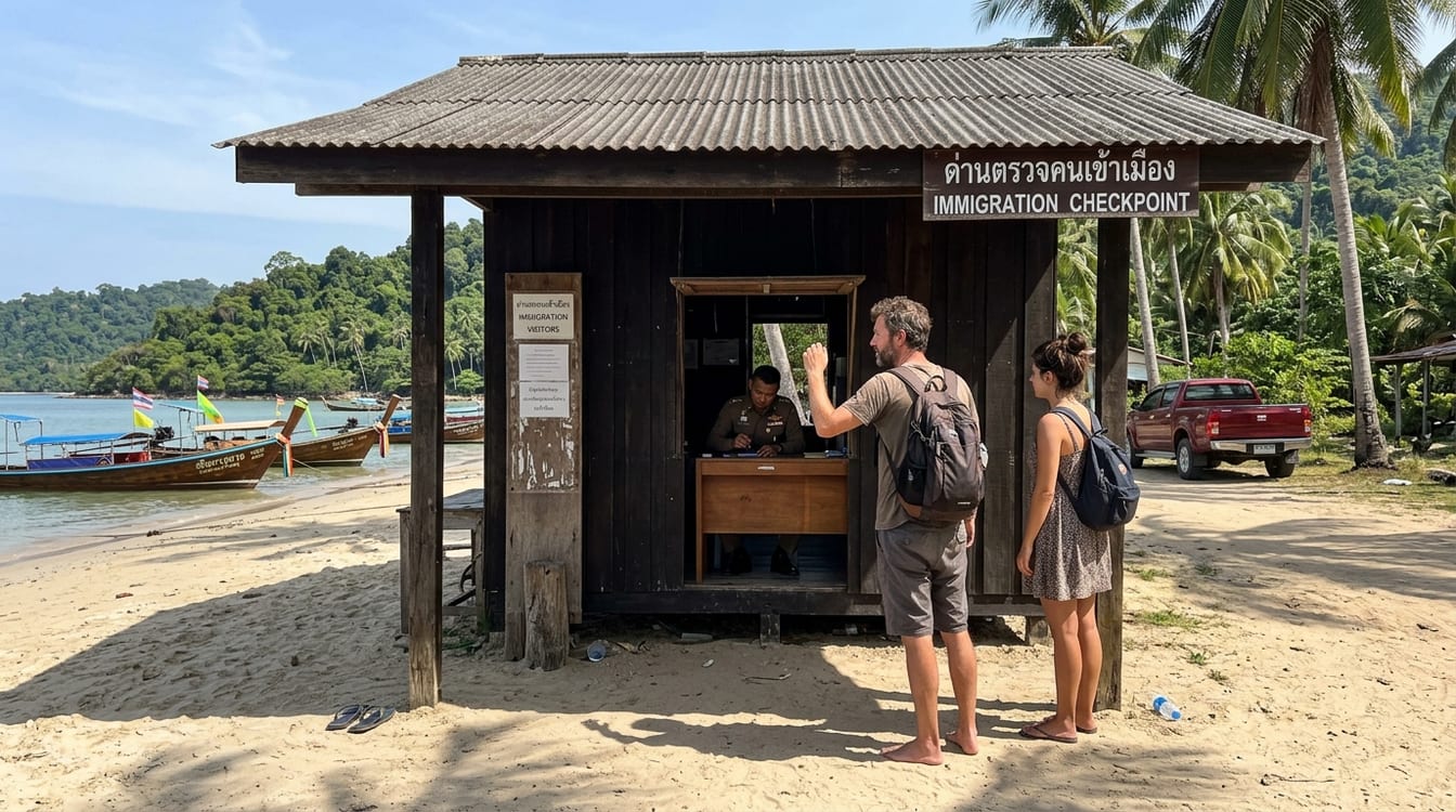 Bureau d'immigration sur la plage, formalités pour aller à Koh Lipe depuis Langkawi