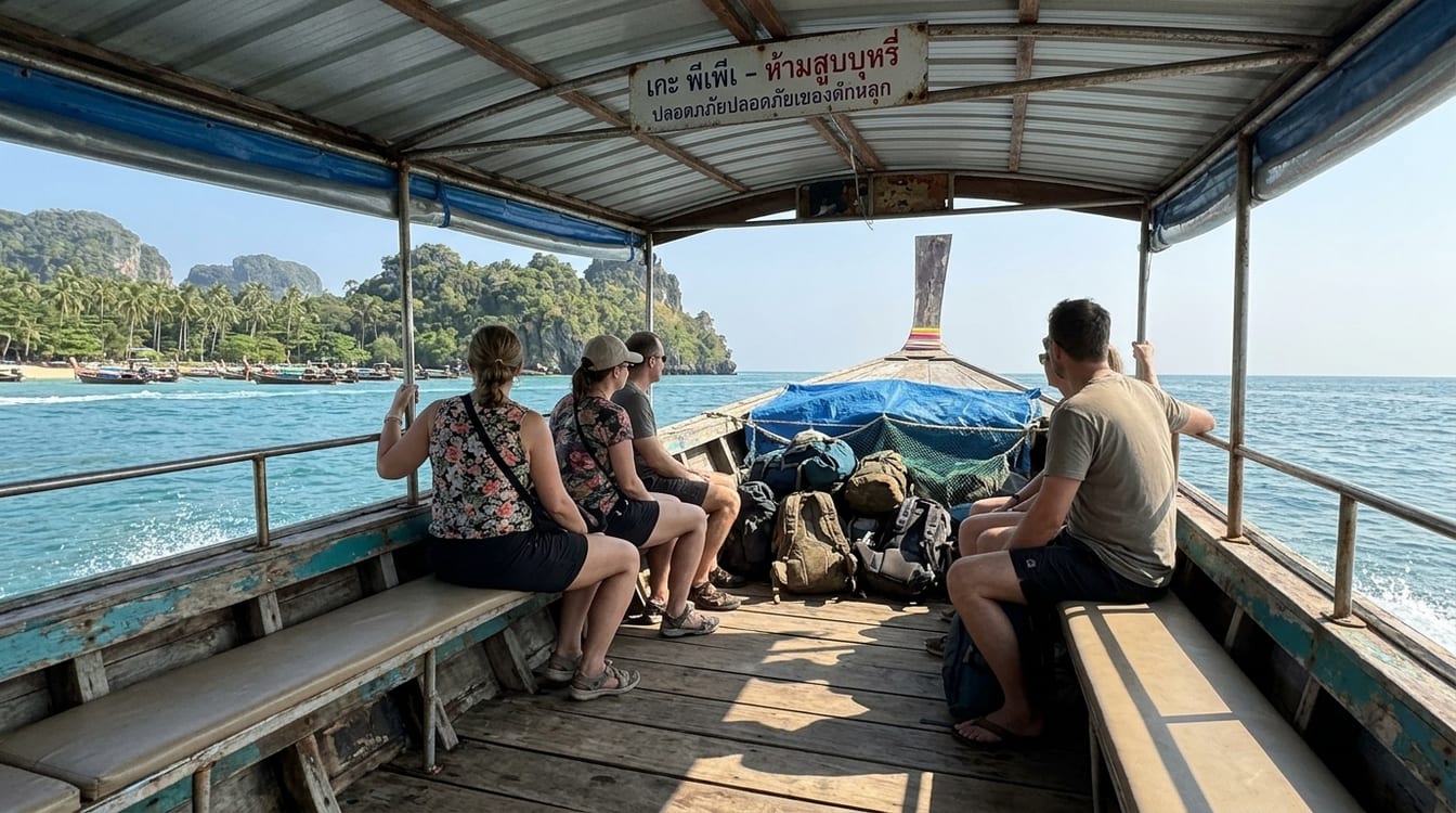 Cabine de speedboat bondée pendant la traversée pour aller à Koh Lipe
