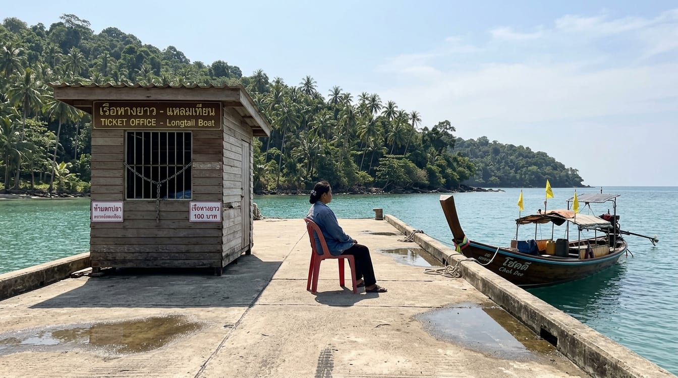 Embarcadère désert en basse saison, aller à Koh Lipe de fin mai à mi-octobre