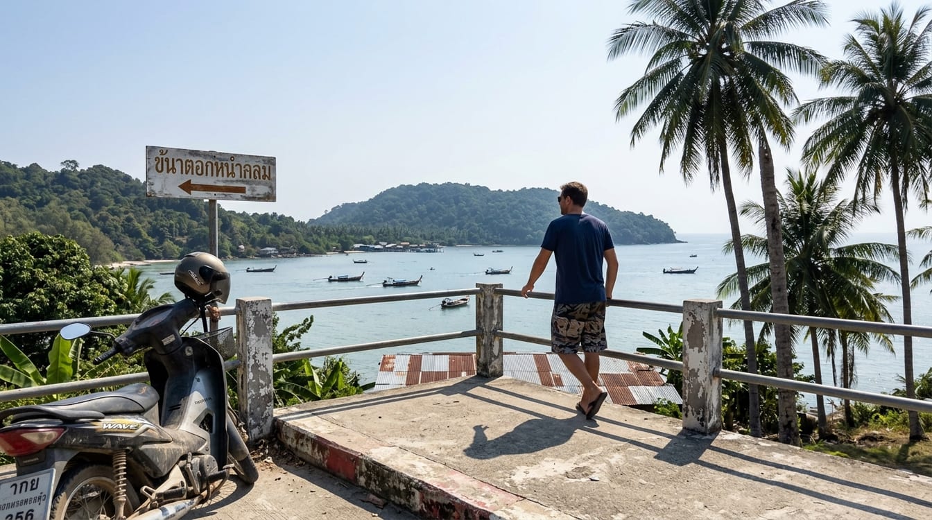Khanom ou Koh Samui : vue sur l'île depuis un belvédère de la côte de Khanom