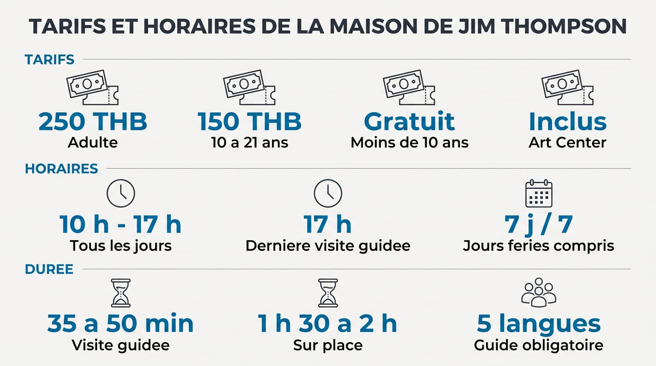 Tarifs et horaires de la maison de Jim Thompson, adulte et jeune