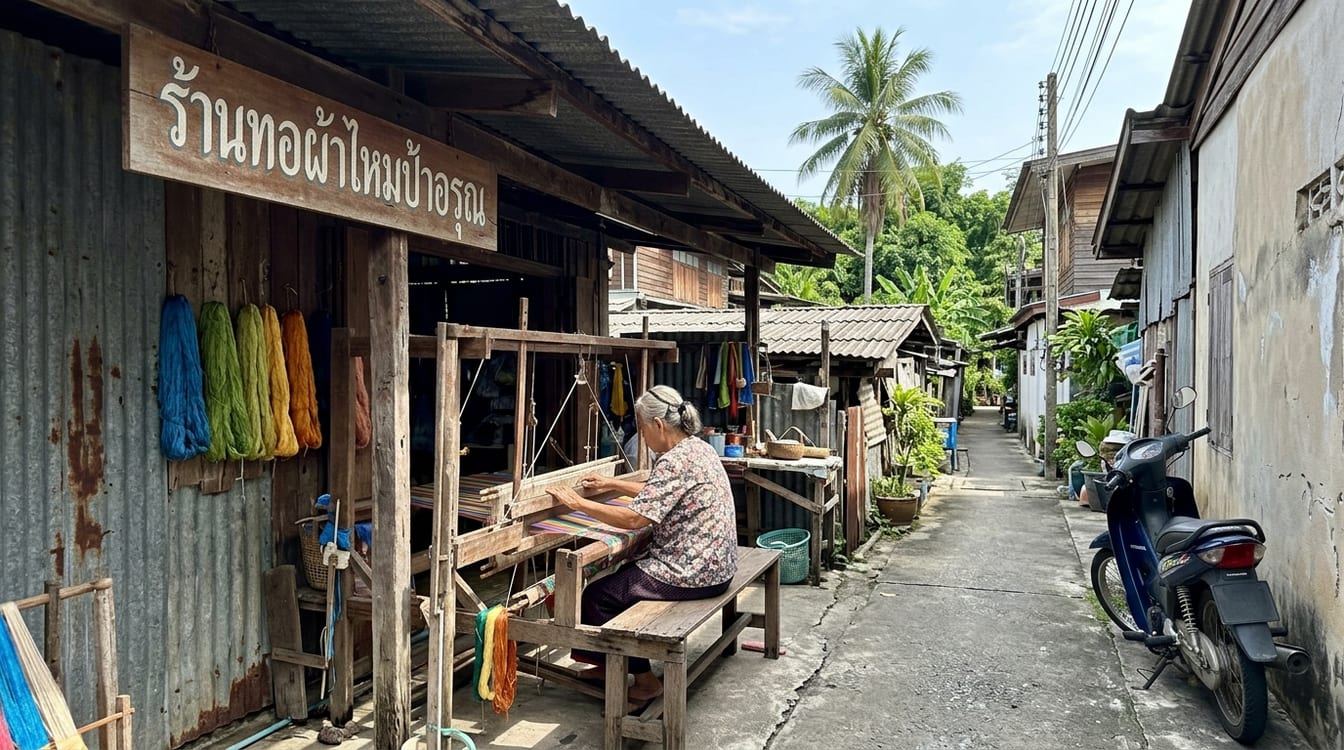 Atelier de tissage de Ban Krua, à côté de la maison de Jim Thompson