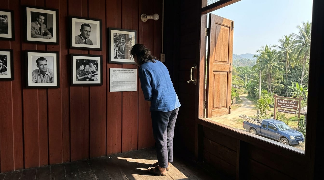 Portrait de Jim Thompson, le roi de la soie, dans sa maison de Bangkok