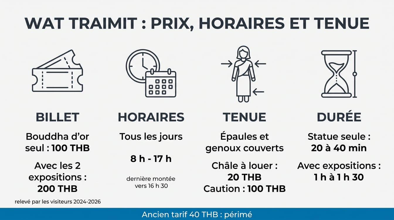 Prix, horaires et tenue exigée au Wat Traimit