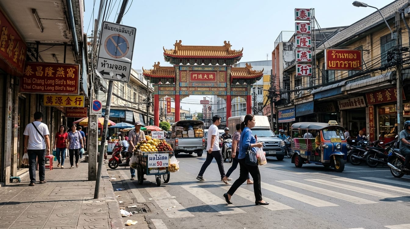 Porte de Chinatown à deux pas du Wat Traimit, entrée de Yaowarat